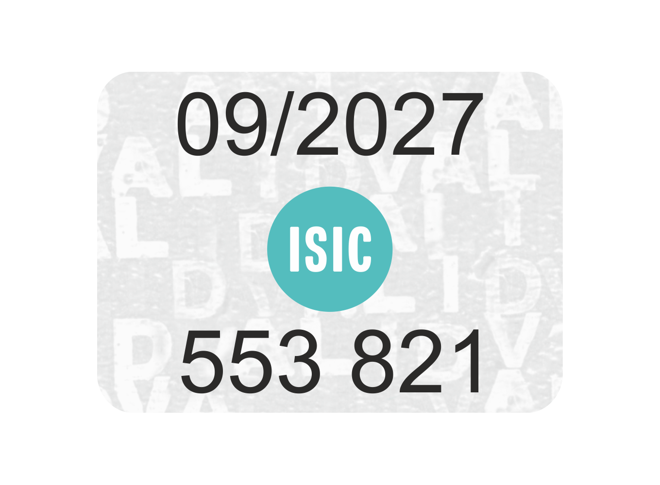 Známka ISIC 09/2027