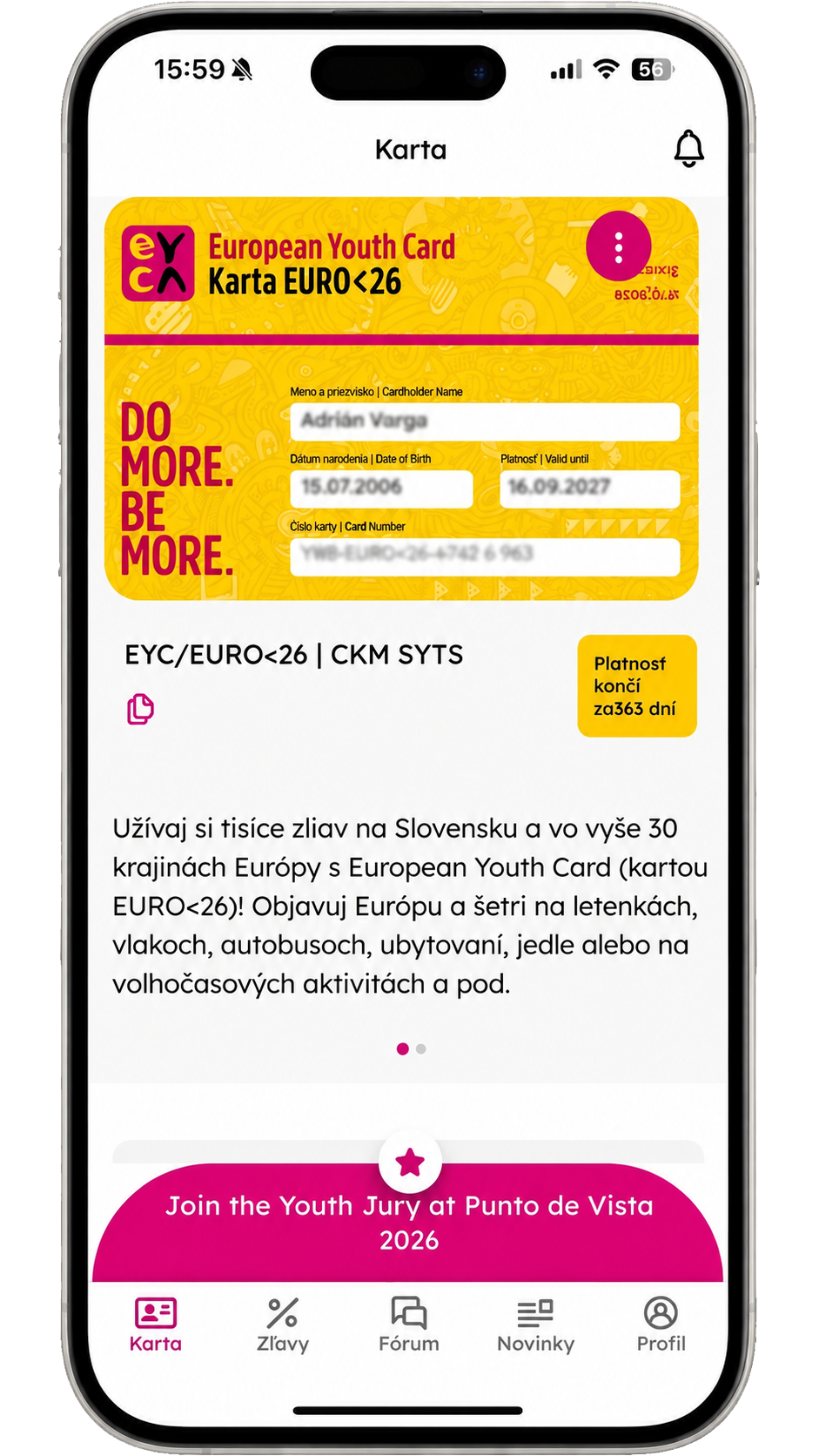Karta EURO<26 v appke myEYC